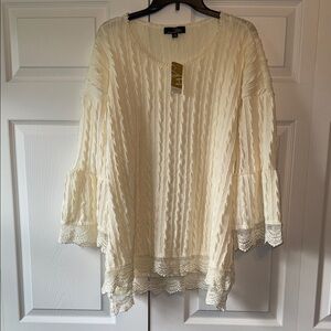 Suzanne Betro Cable and Lace Tunic NWT XL